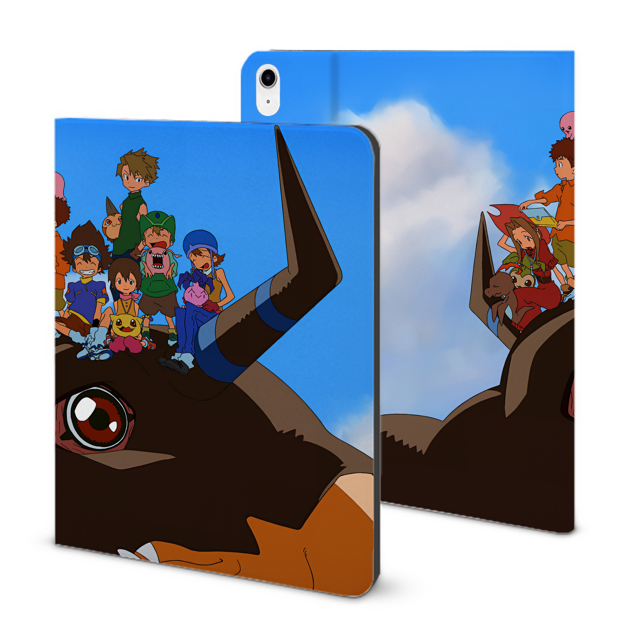 （画像用） Digimon デジタルモンスター/デジモン IPad ケース ブック型 PUレザー TPU 耐衝撃 軽量 薄型 ペン収納なし 全面保護 IPad 各モデル対応